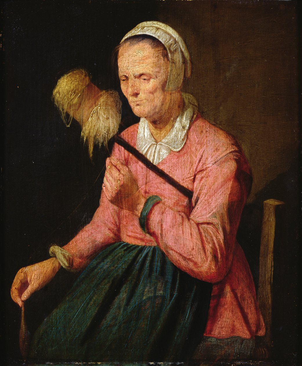 Woman with Spinning Wheel by David III Ryckaert