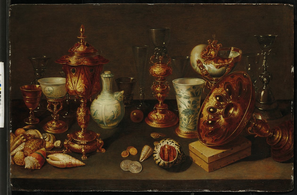 Still Life with Shells, with Nautilus, Vases, Glasses and Coral Branches by David II Ryckaert