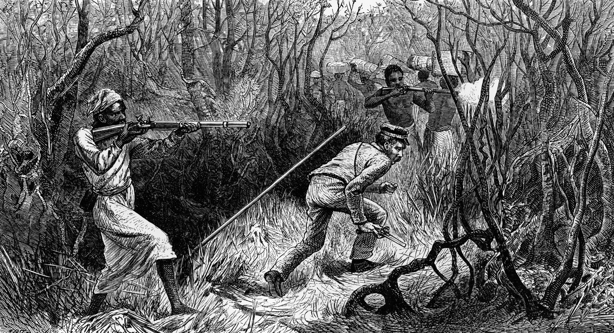 Manyema ambush, Central Africa, engraving from Last Journals of David Livingstone, by David Livingstone by David Livingstone