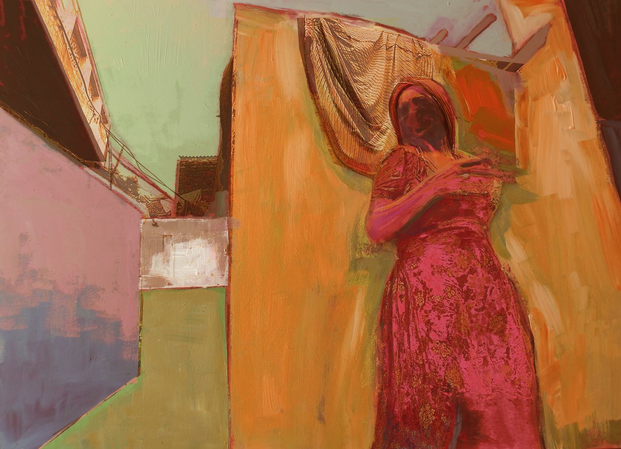Woman in Pink Dress, 2016 by David McConochie