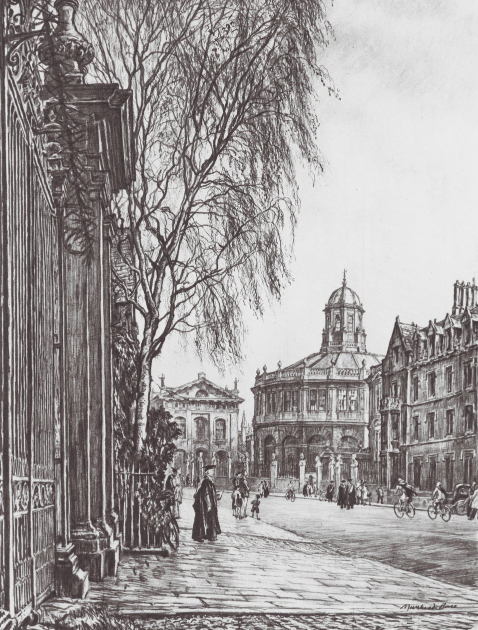 Oxford: The Broad from Trinity Gates by David Muirhead (after) Bone