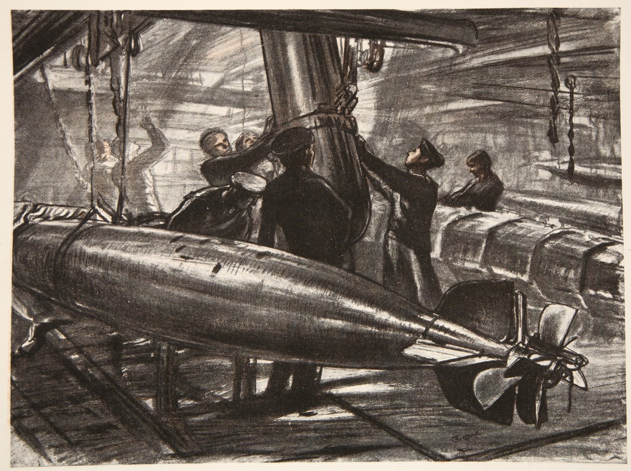 In the Submerged Torpedo Flat of a Battleship by David Muirhead Bone