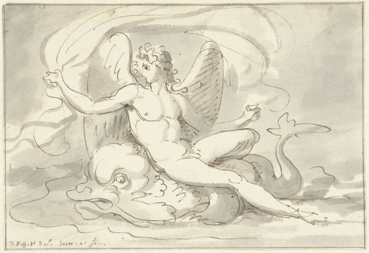 Sea God on a Dolphin by David Pièrre Giottino Humbert de Superville