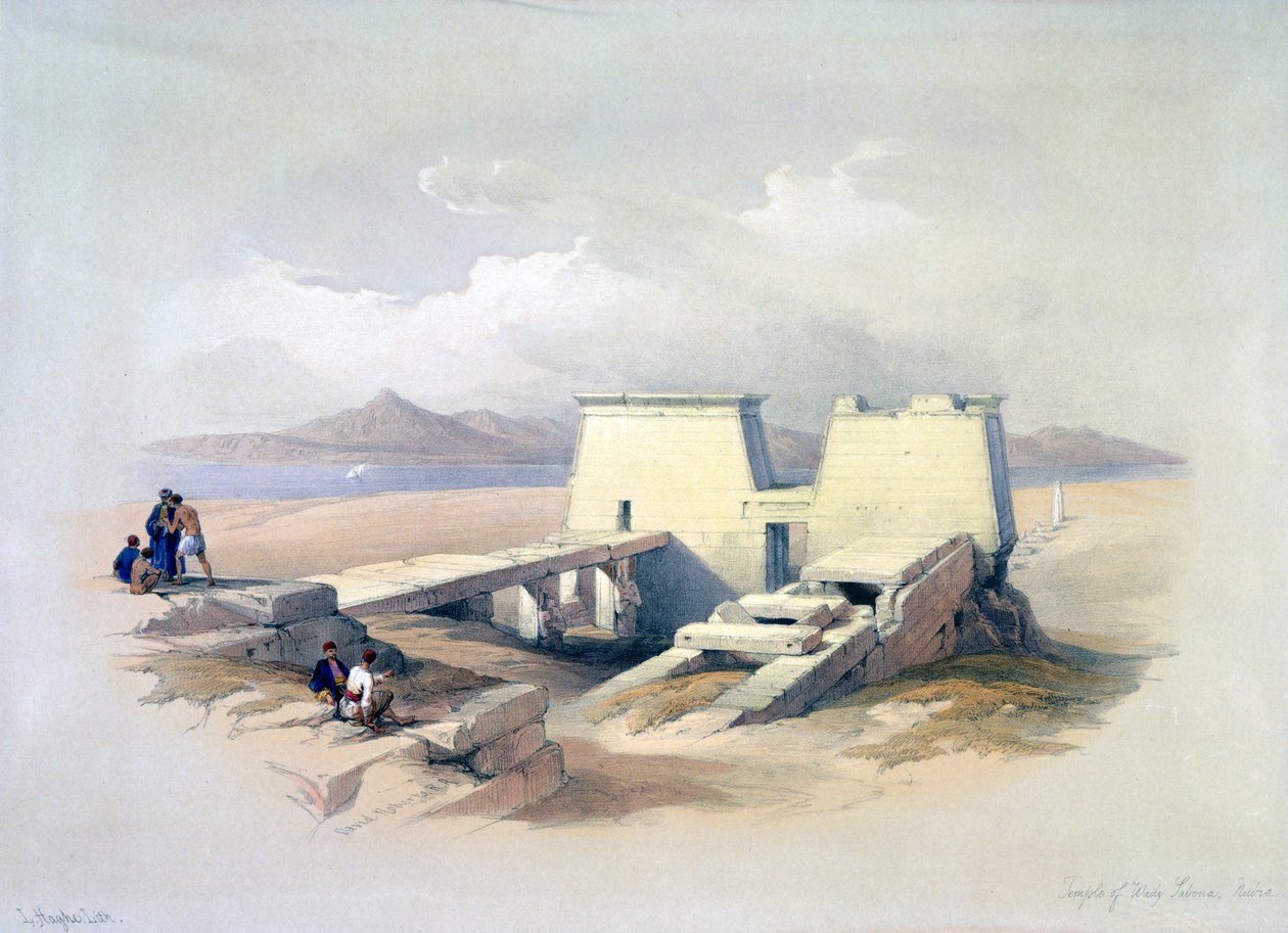Temple of Wady Saboua, Nubia by David Roberts, Louis Haghe