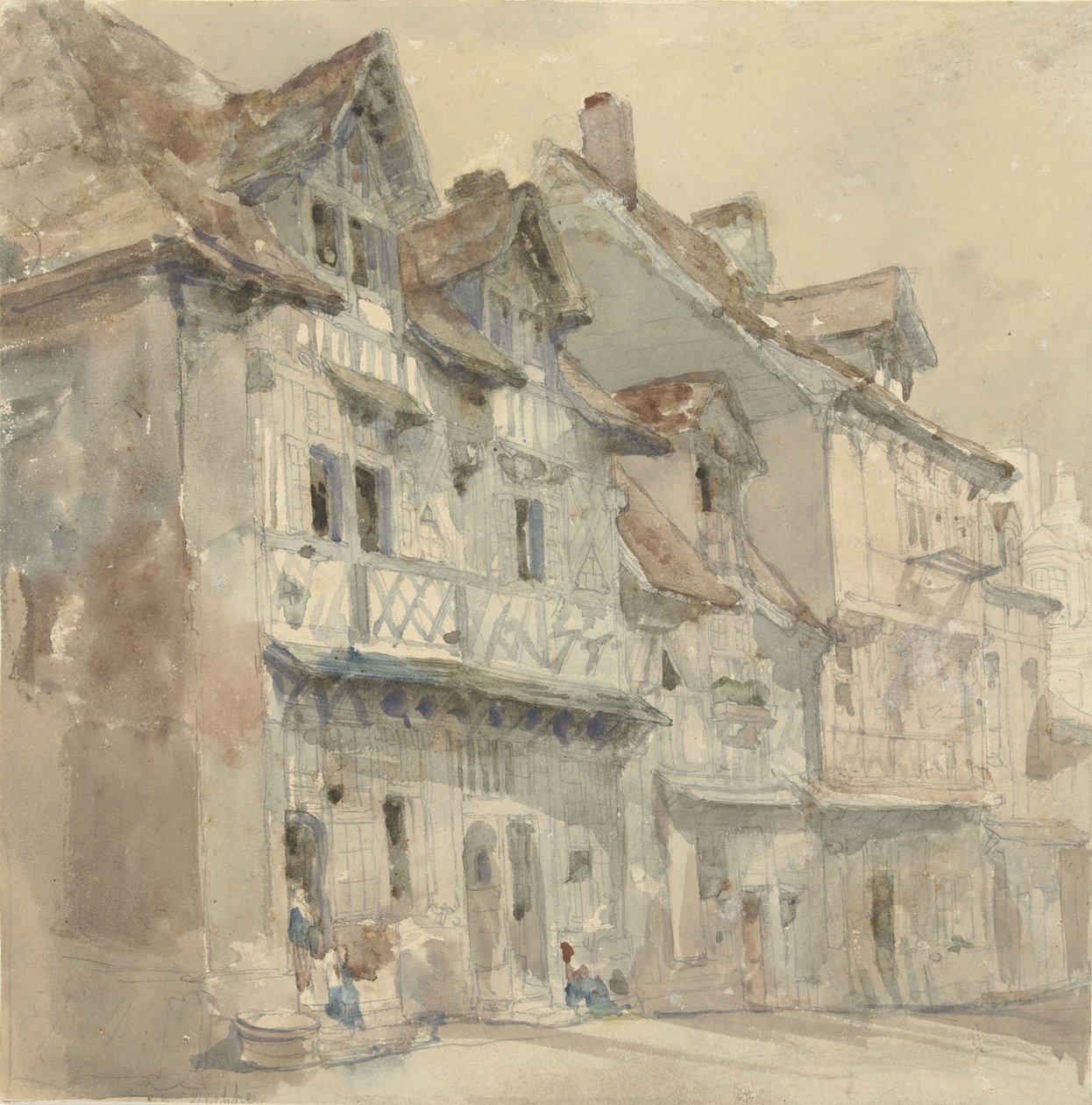 Houses in Dieppe by David Roberts (attributed to)