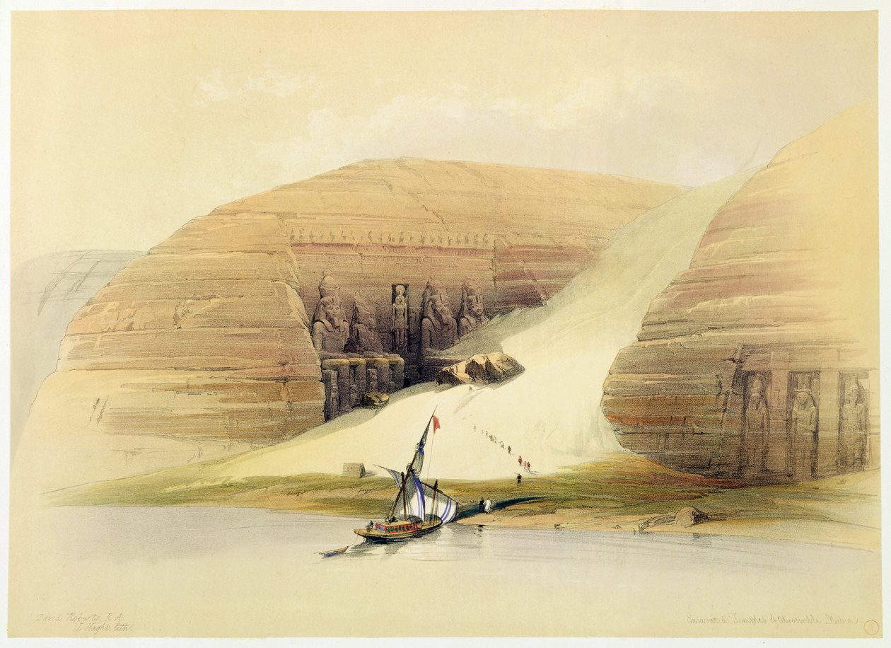 Excavated Temple of Abu Simbel, Nubia, Egypt, c1845 by David Roberts