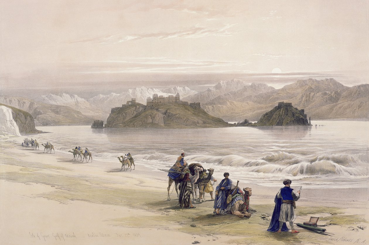 Isle of Graie, Gulf of Akabah, Arabia Petraea, February 27th 1839, plate 108 from Volume III of 