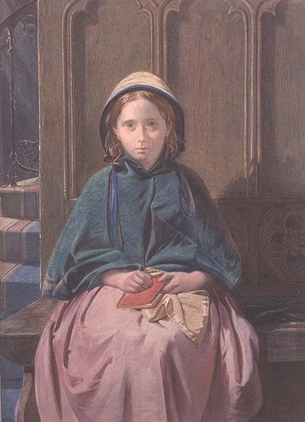 Portrait of a Girl Reading in a Church Pew by David Roberts