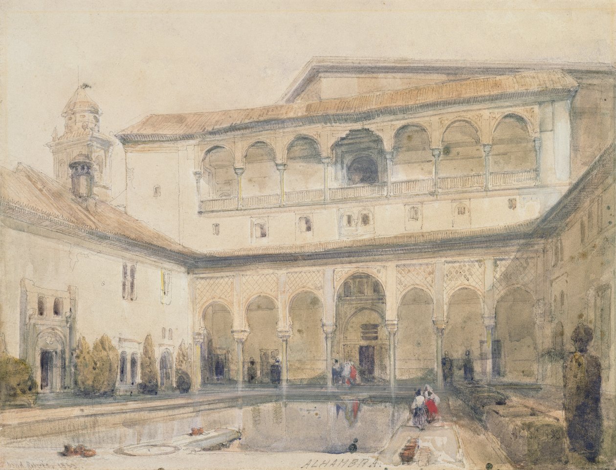 The Court of Myrtles, Alhambra (or Hall of Myrtles, Alhambra) 1833 by David Roberts