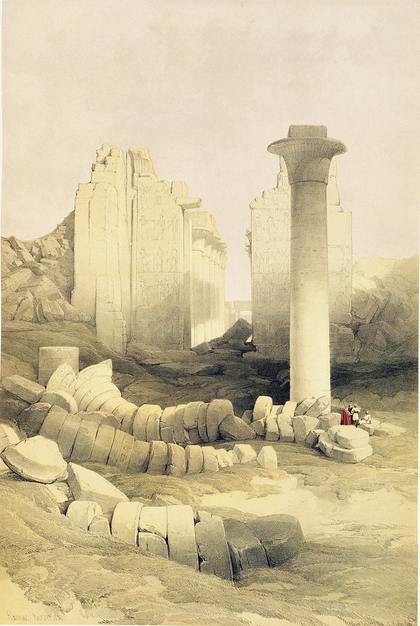 The Dromos or Central Hall of the Great Temple of Amun, Karnak, from Egypt and Nubia, Vol.2 by David Roberts