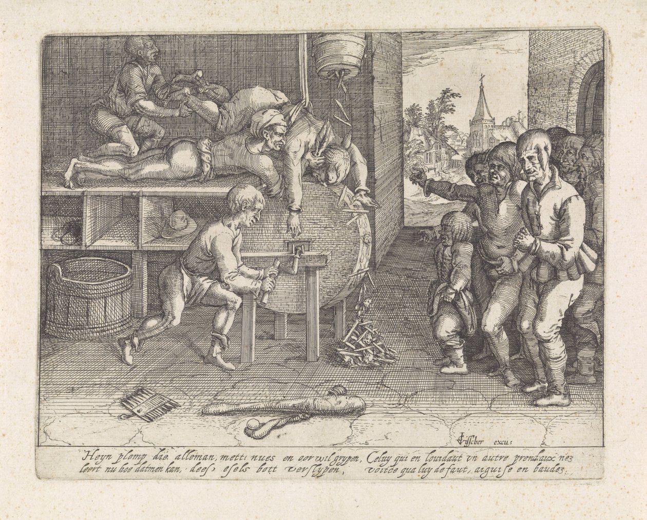 Deceiver Punished by Sharpening Nose and Ears by David Vinckboons (I) (possibly)