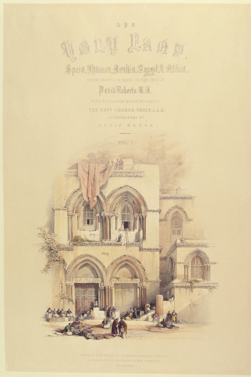 Titlepage from Volume I of The Holy Land, engraved by Louis Haghe published in London, 1842 by David after Roberts