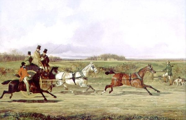 A Huntsman Passing a Tandem with a Sportsman by a Stile by David of York Dalby