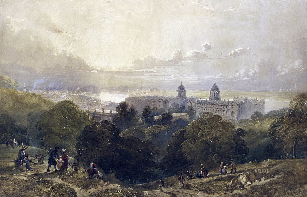 View of Greenwich, one summer evening, from the heights of the park, at the back, the London skyline by David the younger Cox