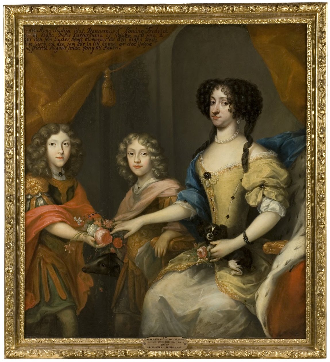 Anna Sophia, 1647-1717, Princess of Denmark, Electress of Saxony, her sons Johann Georg IV, 1668-1697, Elector of Saxony, Friedrich August I / August II the Strong, 1670-1733, Elector of Saxony, King of Poland by David von Krafft