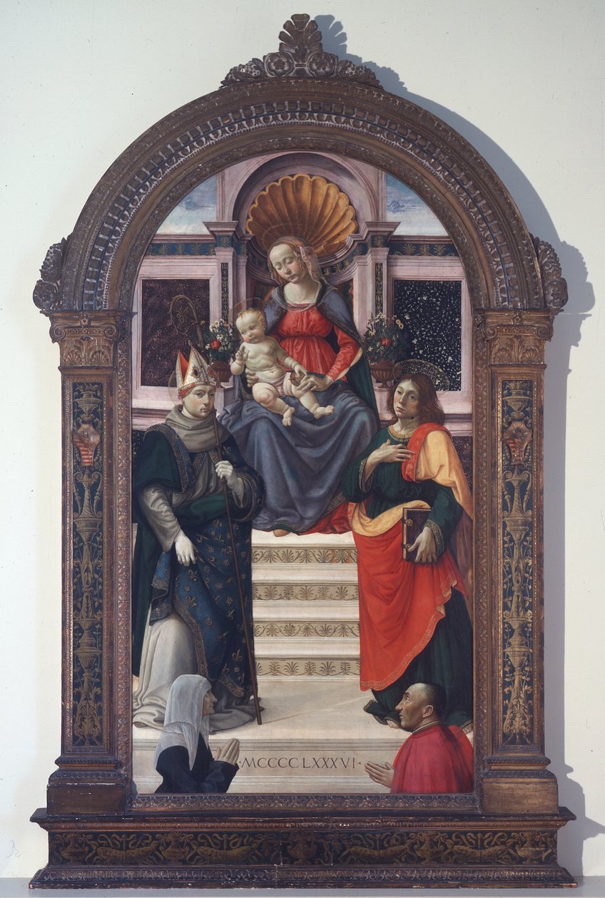 The Madonna and Child with St Louis of Toulouse, John the Evangelist, and Donors by Davide Ghirlandaio