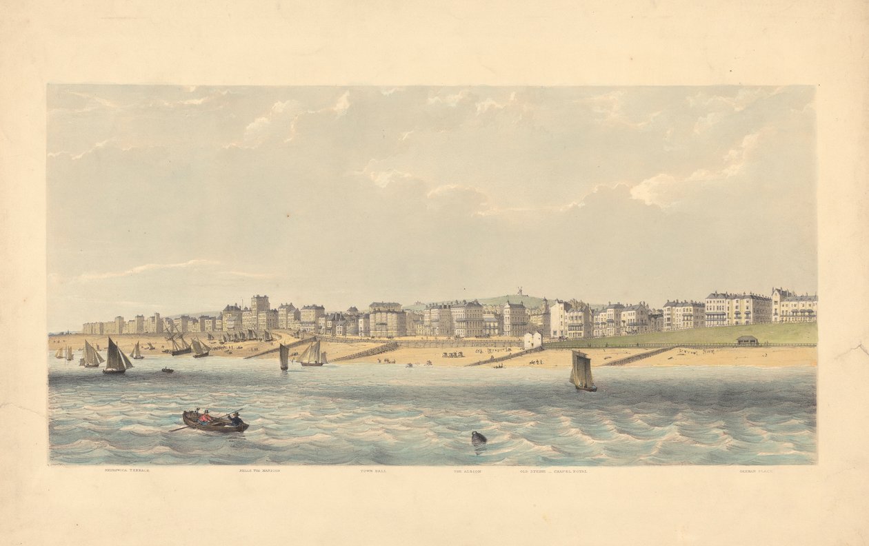 Brunswick Terrace, Bellevue Mansion, Town Hall, the Albion, Old Steine, Chapel Royal, German Place by Day and Co.