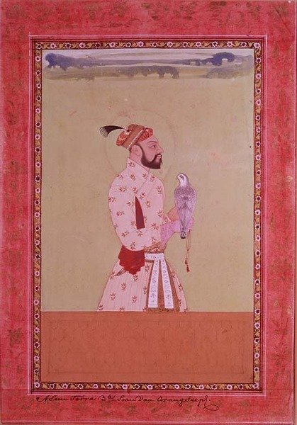 Azam Shahr, third son of Emperor Aurangzeb, holding a falcon, Golconda by Deccani School