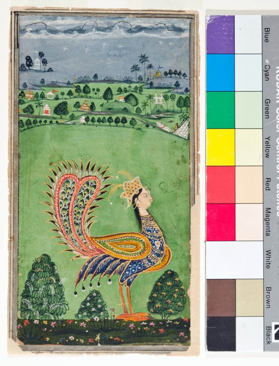 Mythical peacock with a woman