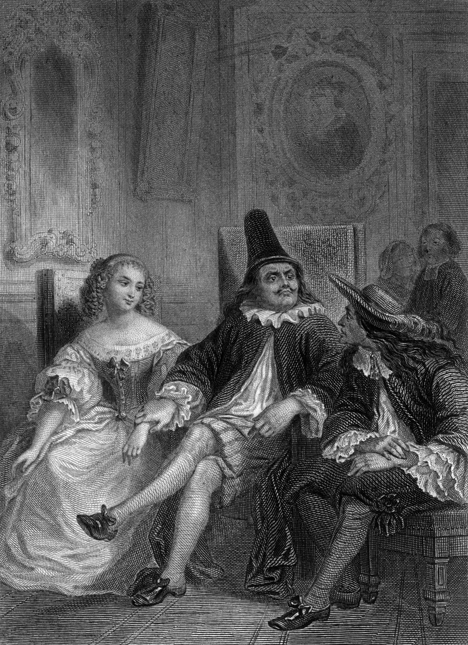Play The Doctor in Spite of Himself by Moliere: Lucinde, Sganarelle and Geronte, engraving by Delannoy after a drawing by G. Staal (1870) by Delannoy Delannoy