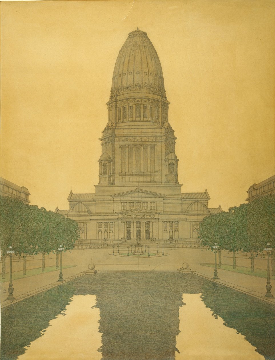 Plan of Chicago - Civic Center by Jules Guerin