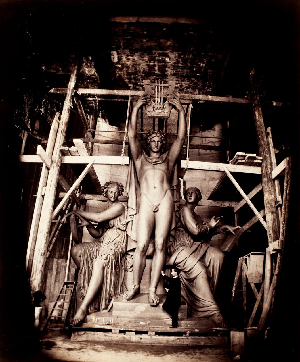 Sculptor Amié Millet with Apollo Crowning Dance and Poetry (Full-scale plaster model for bronze statue) by Delmaet and Durandelle