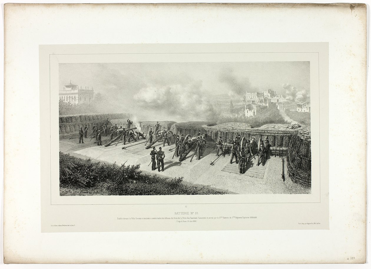 Battery no.10, from Souvenirs d’Italie: Expédition de Rome by Denis-Auguste-Marie Raffet