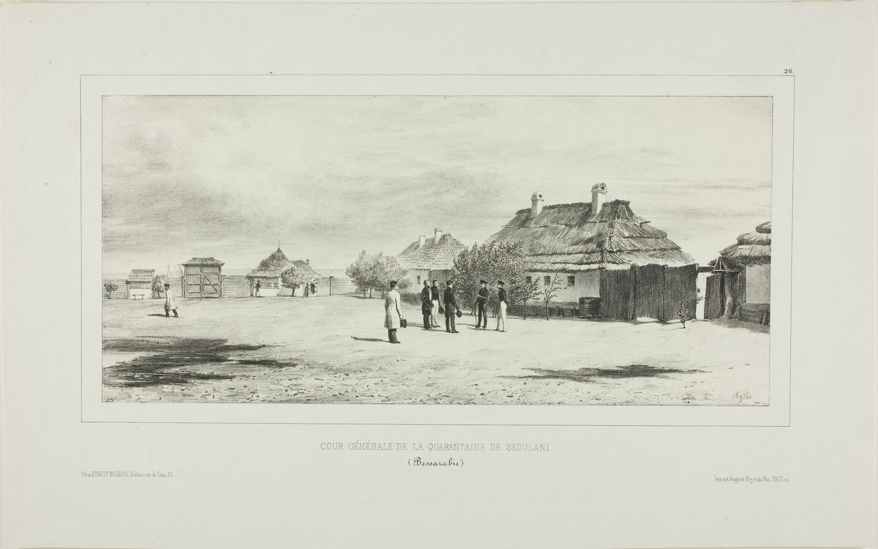 Courtyard of the Quarantine General, Skoulani, Bessarabia by Denis Auguste Marie Raffet