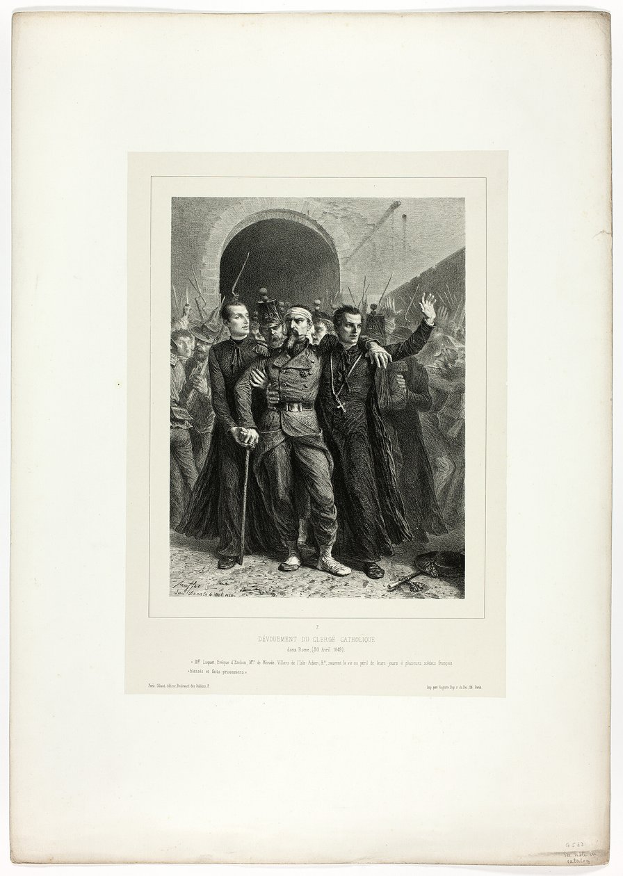 Devotion of the Catholic clergy in Rome, April 30, 1849, from Souvenirs d’Italie: Expedition to Rome by Denis-Auguste-Marie Raffet