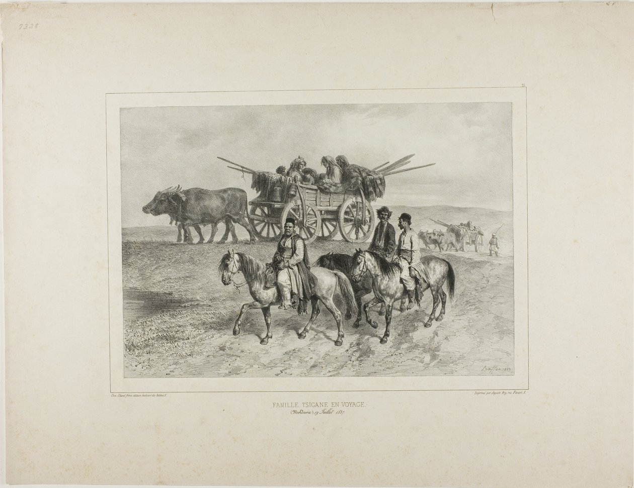 Family of Traveling Hungarian Gypsies, Moldavia, July 19, 1837 by Denis Auguste Marie Raffet