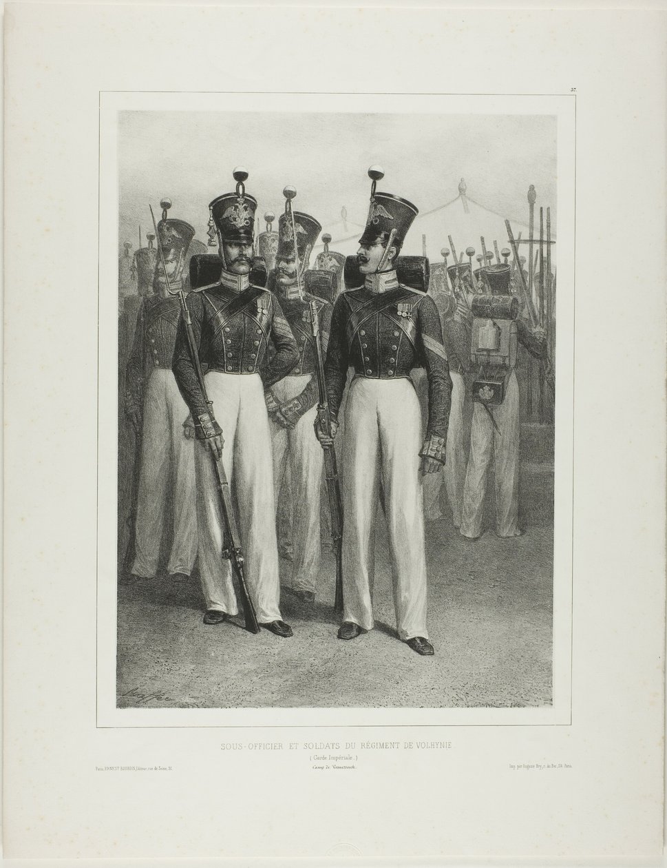 Non-Commissioned Officer and Soldiers of the Volhynie Regiment, Camp Vosnessensk by Denis Auguste Marie Raffet