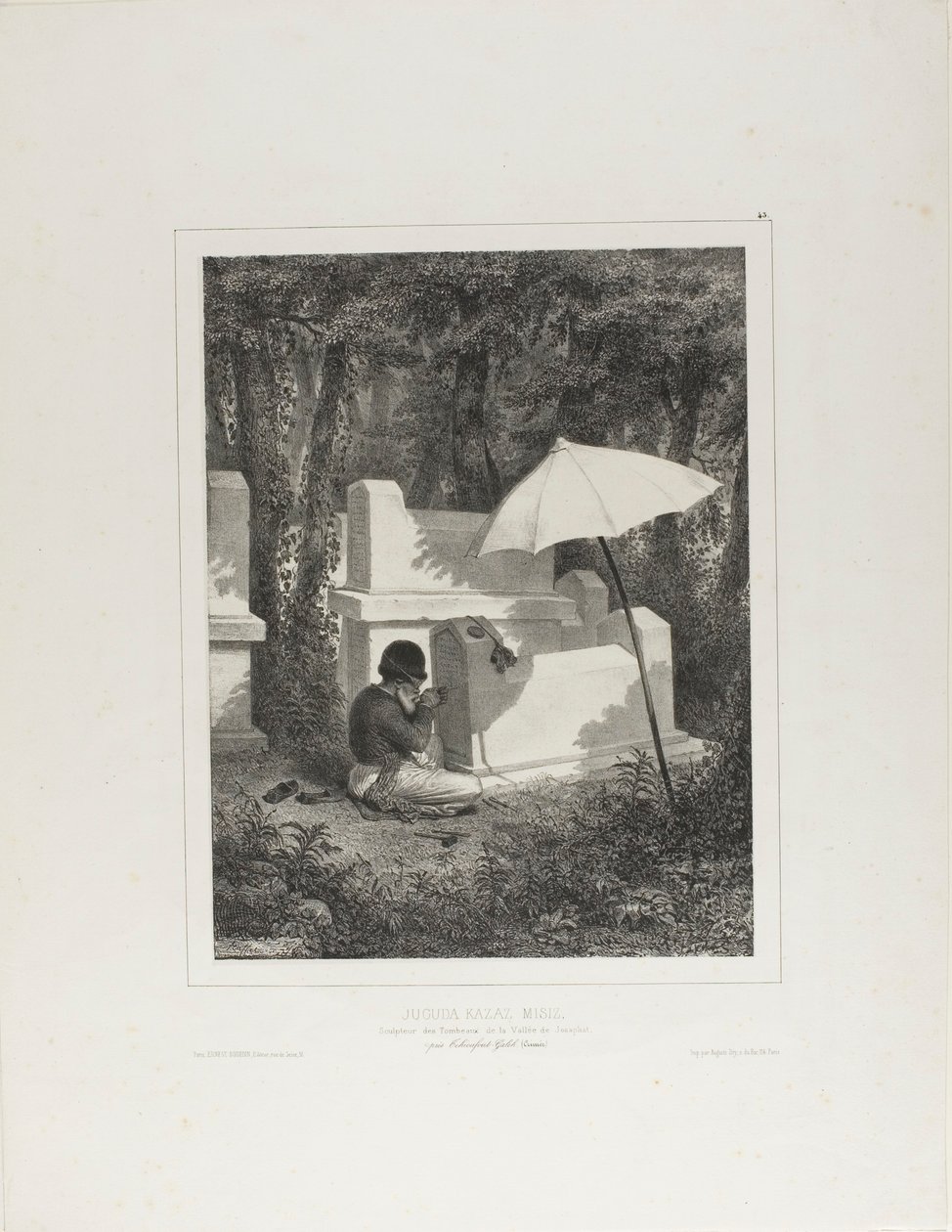 Portrait of Juguda Kazaz, Misiz, at Work as a Tomb Sculptor in the Josaphat Valley, Near Tchioufout-Galeh, Crimea by Denis Auguste Marie Raffet