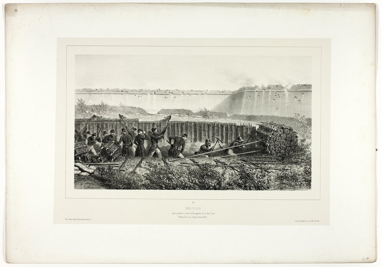 Sapping in Full Swing, from Souvenirs of Italy: Expedition to Rome by Denis-Auguste-Marie Raffet
