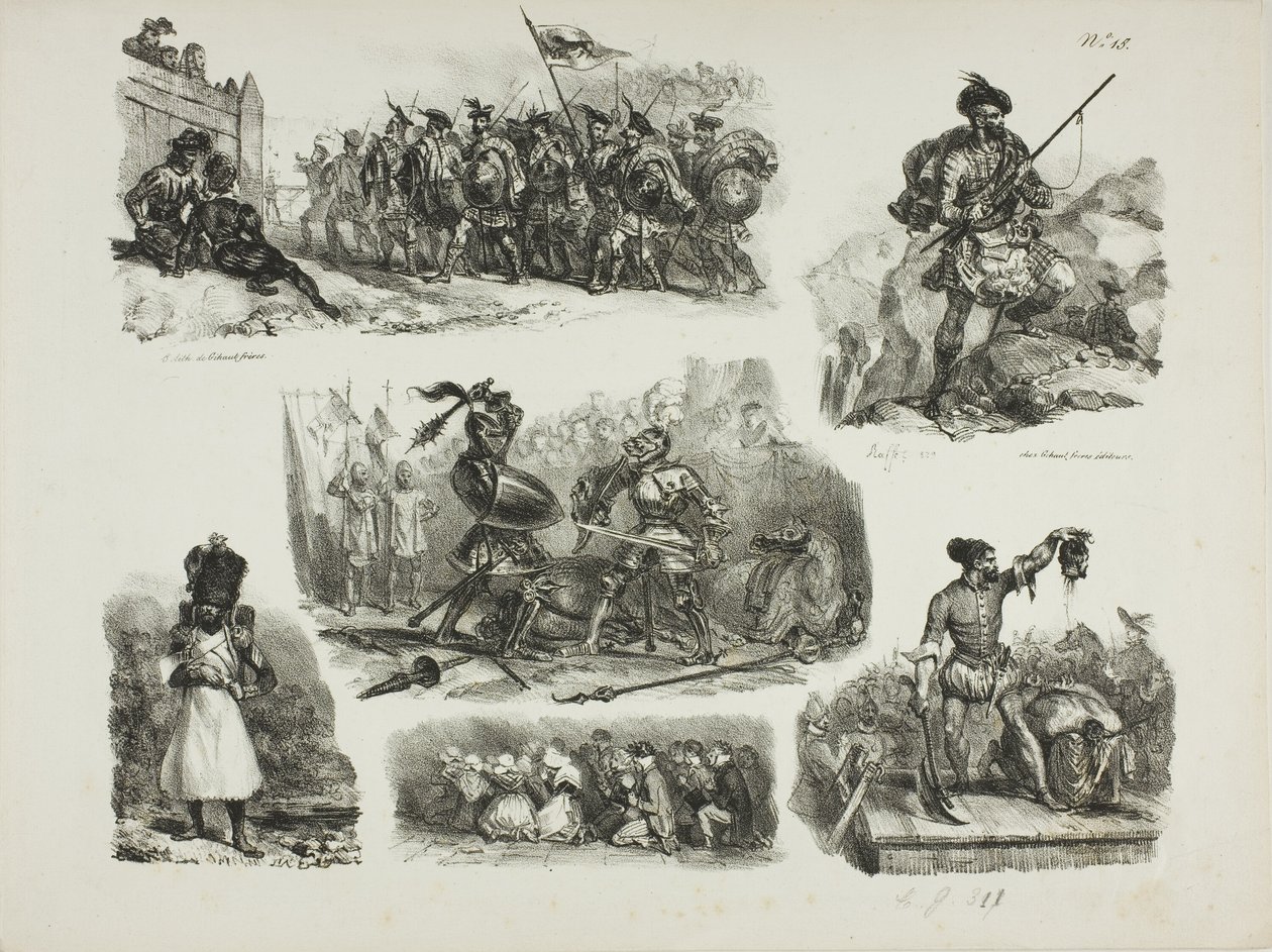 Sheet of Sketches by Denis Auguste Marie Raffet