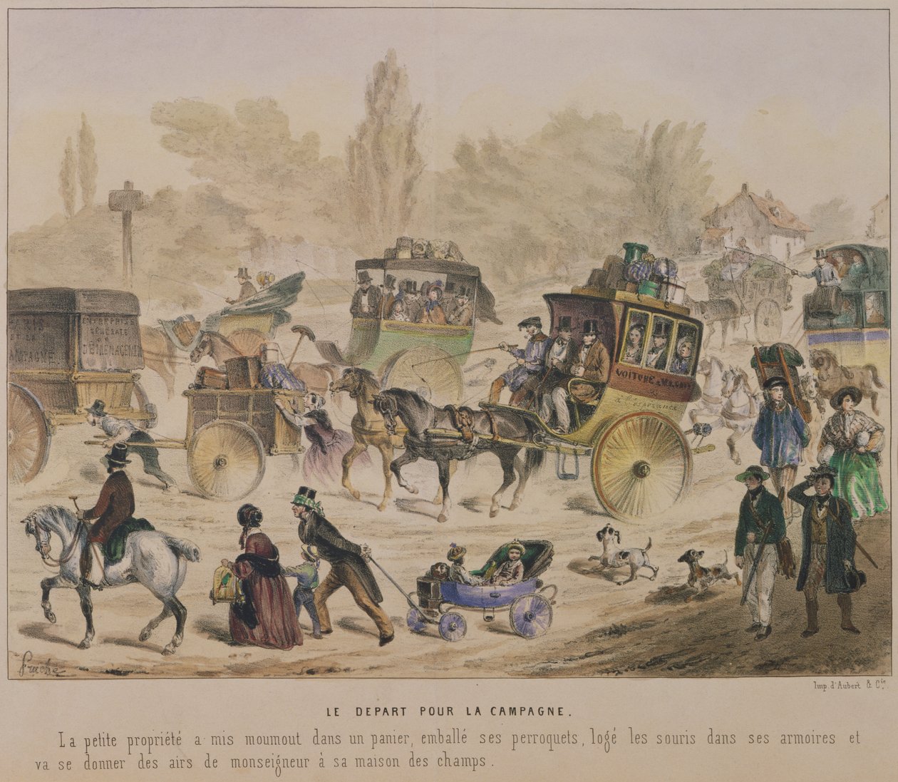 Departure for the country, mid nineteenth century by Denis Clement Pruche