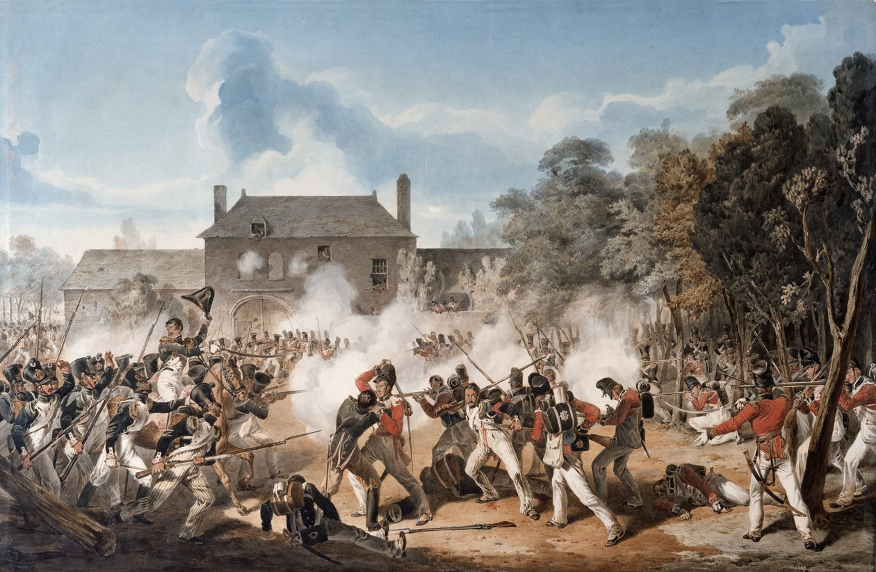 Defence of the Chateau de Hougoumont by the flank Company, Coldstream Guards 1815 by Denis Dighton