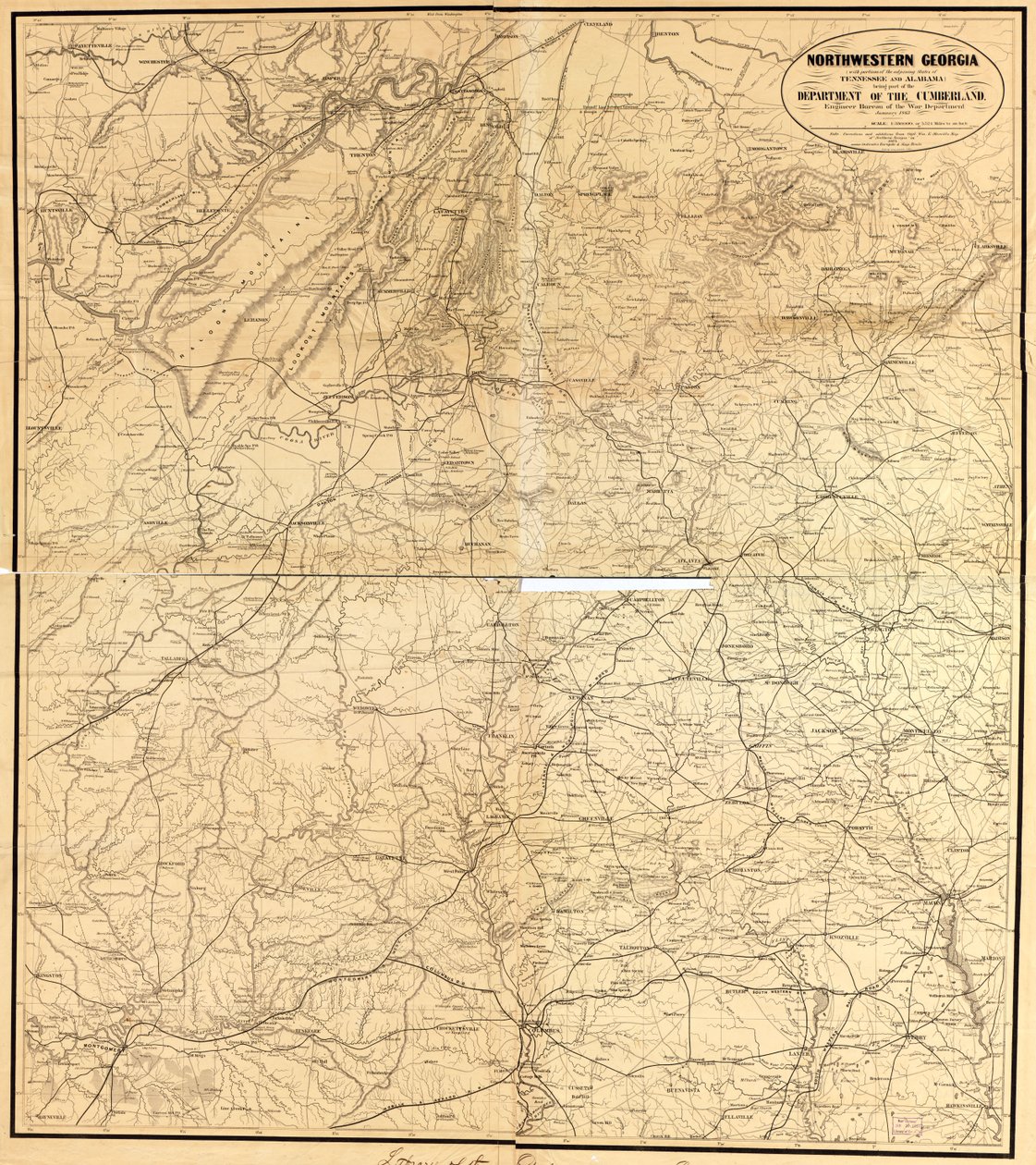 Northwestern Georgia (with Portions of the Adjoining States of Tennessee and Alabama) Being Part of the Department of the Cumberland by Denis; United States. War Department. Engineer Bureau Callahan