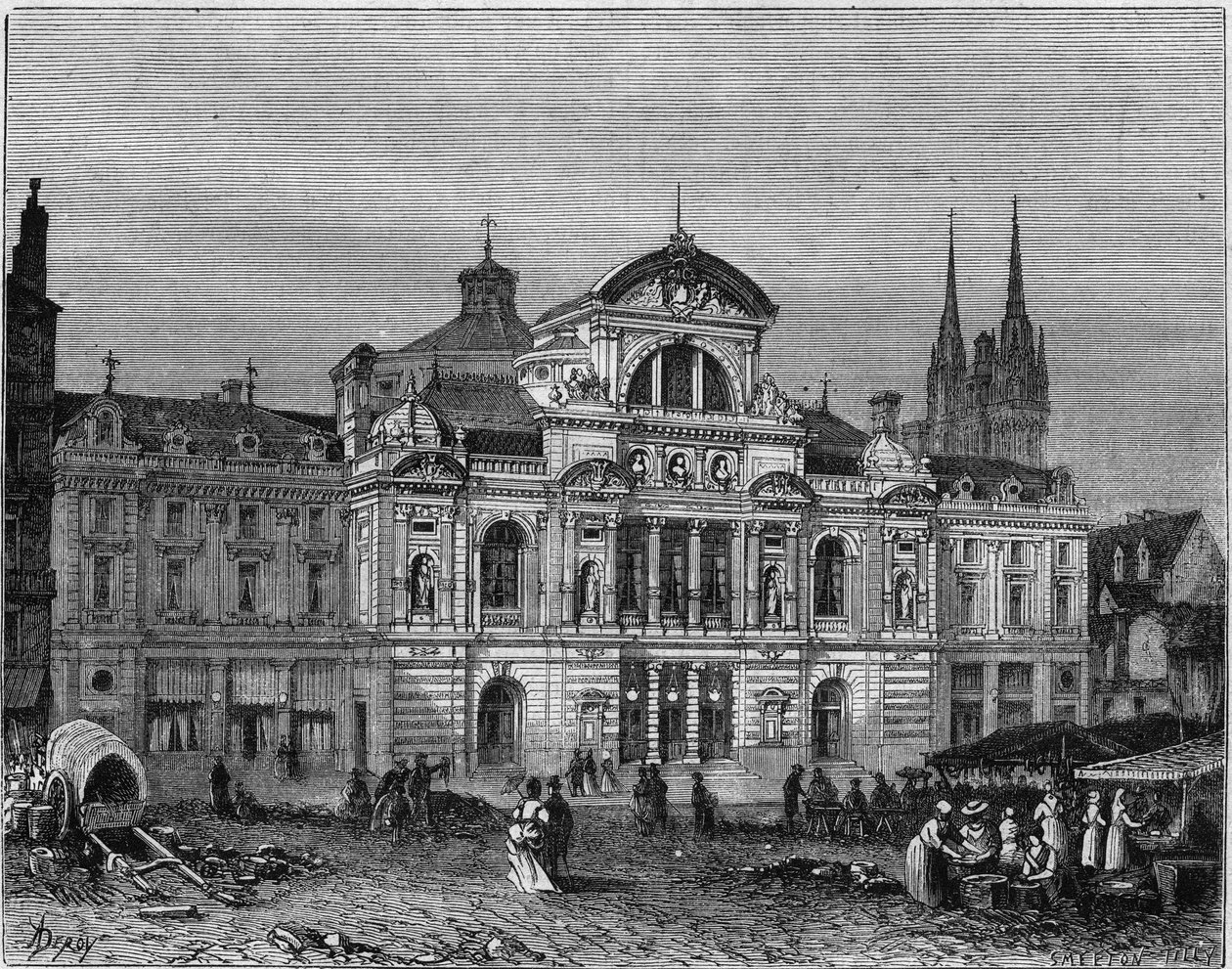 Exterior view of the Grand Theatre of Angers, completed in 1871 according to the plans of the architect Lucien Botrel. Maine et Loire (49) by Deroy (after)