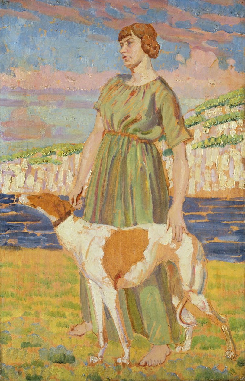 Portrait of Elizabeth Lipczinski with Her Dog Fanny, c.1911-12 by Derwent Lees