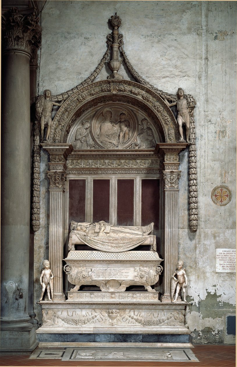 Tomb of Carlo Marsuppini, Chancellor of the Florentine Republic, by Desiderio da Settignano, approximately 1453. Florence, Chiesa di Santa Croce by Desiderio da Settignano