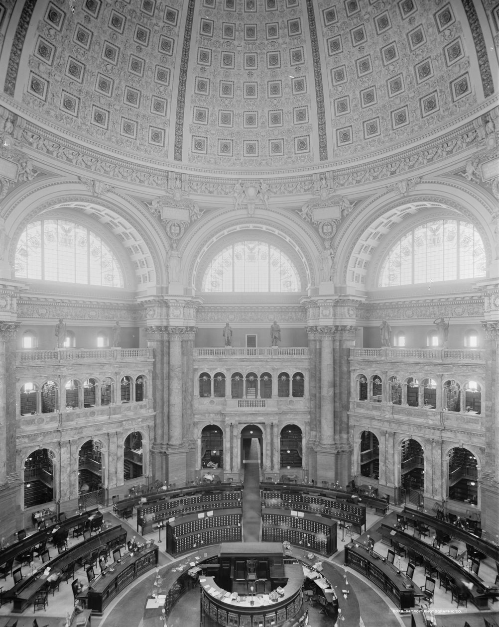 Reading Room Rotunda, Library of Congress, Washington, D.C. by Detroit Publishing Co.