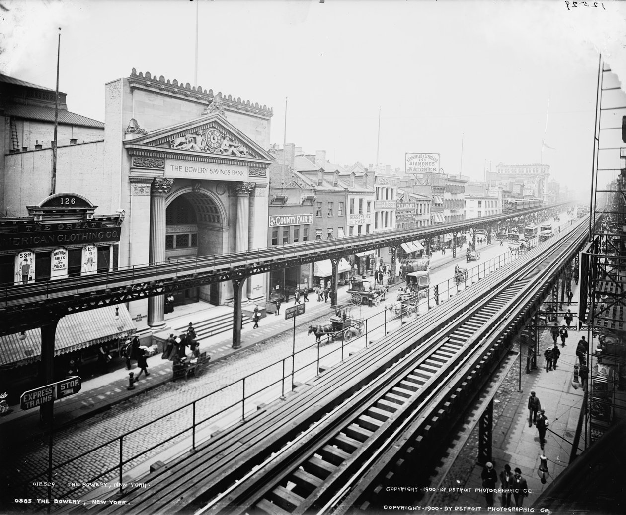 The Bowery, New York, c.1900 by Detroit Publishing Co.