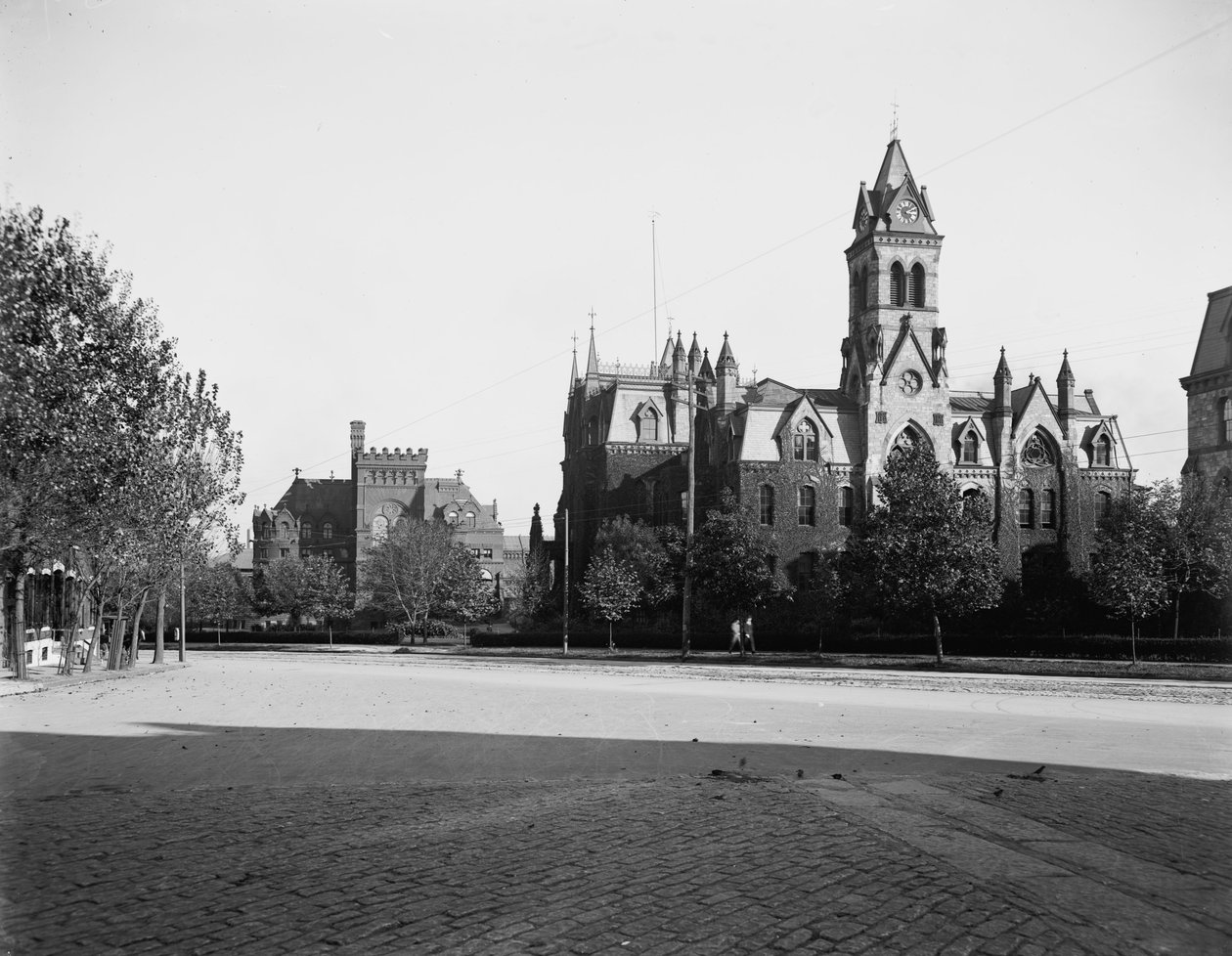 University of Pennsylvania, Main Building and Library, Philadelphia, Pennsylvania, c.1900 by Detroit Publishing Co.