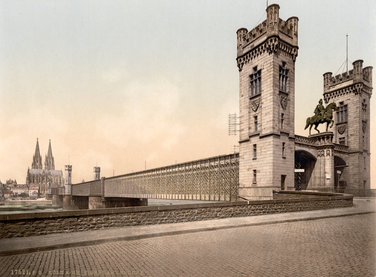 Eisenbahn Bridge, Rhine River, Cologne, Germany by Detroit Publishing Co.