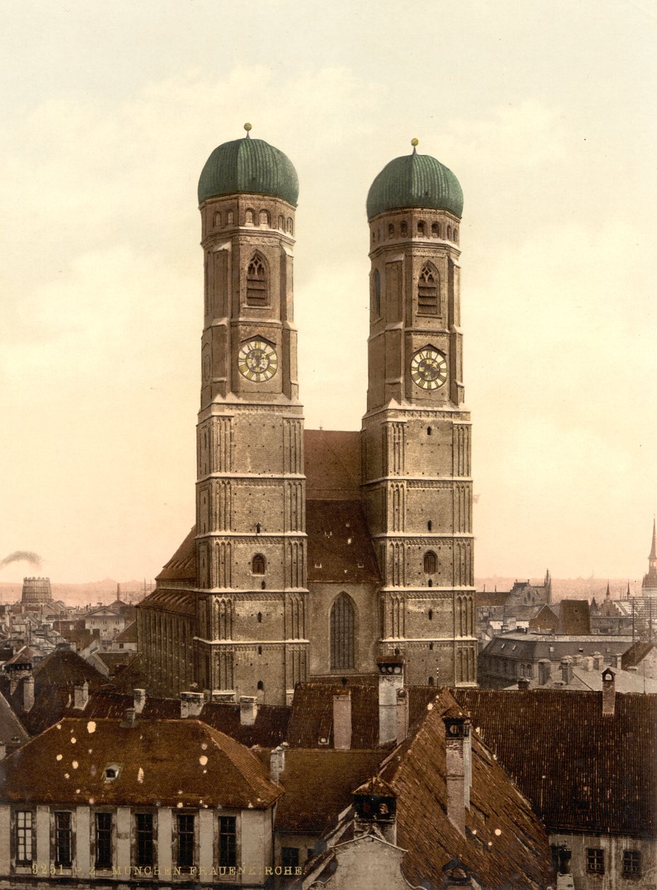 Frauenkirche, Munich, Bavaria, Germany, Photochrome Print by Detroit Publishing Co.