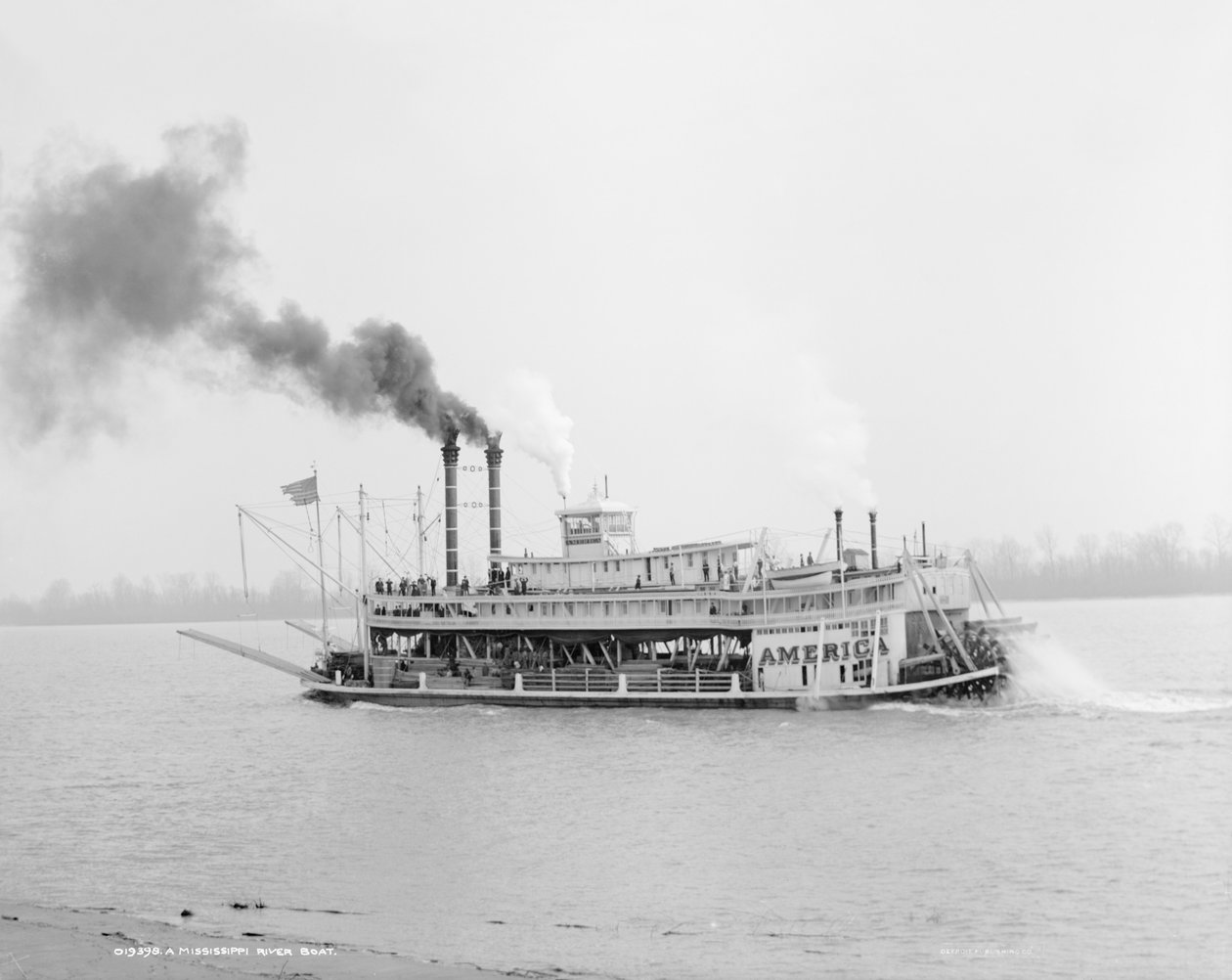 River Boat, Mississippi River, USA, c.1906 (b/w photo) by Detroit Publishing Co.