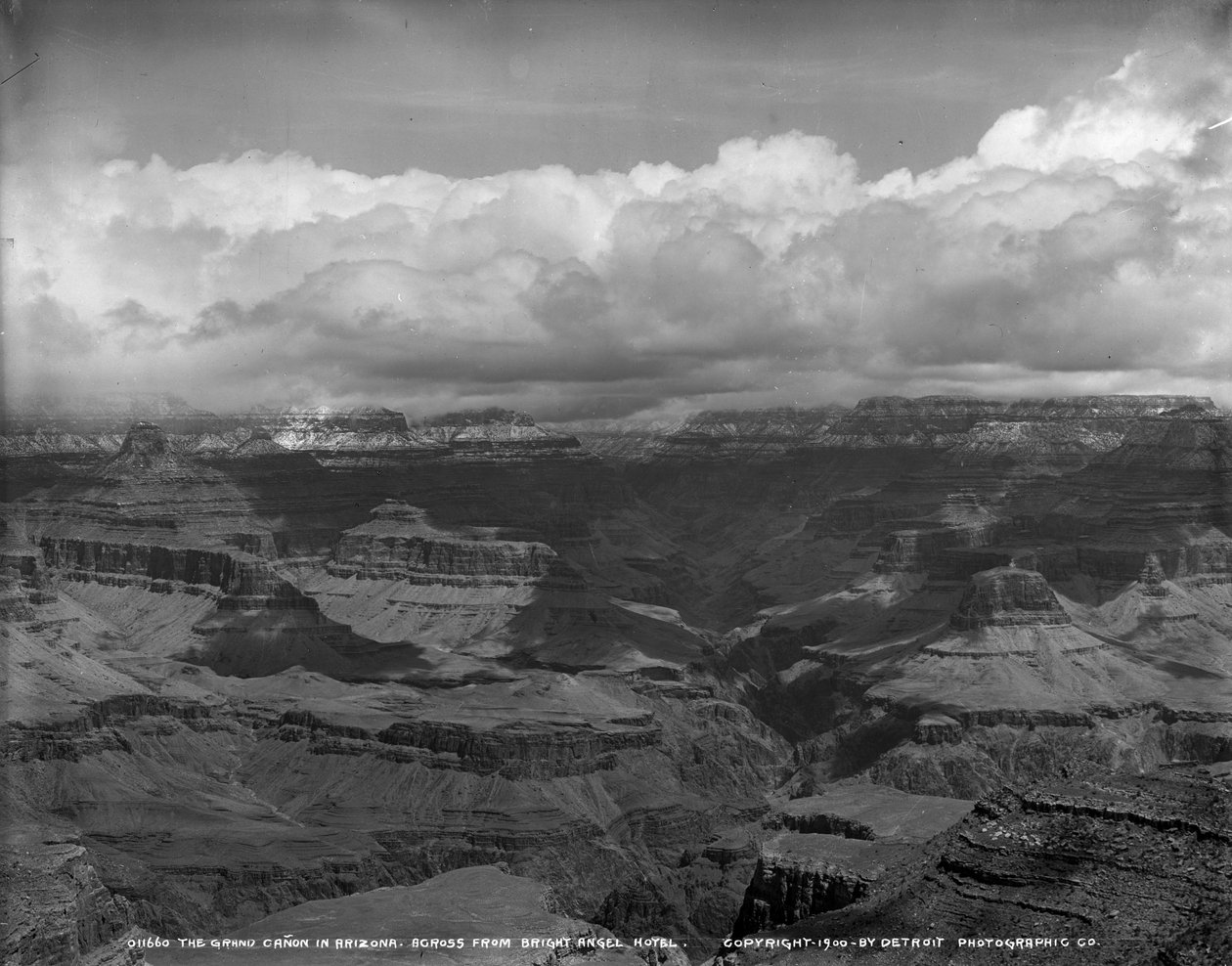 The Grand Canyon in Arizona across from Bright Angel Hotel by Detroit Publishing Co.
