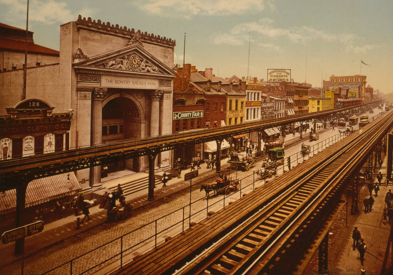 The Bowery, New York City, c.1900 by Detroit Publishing Co.