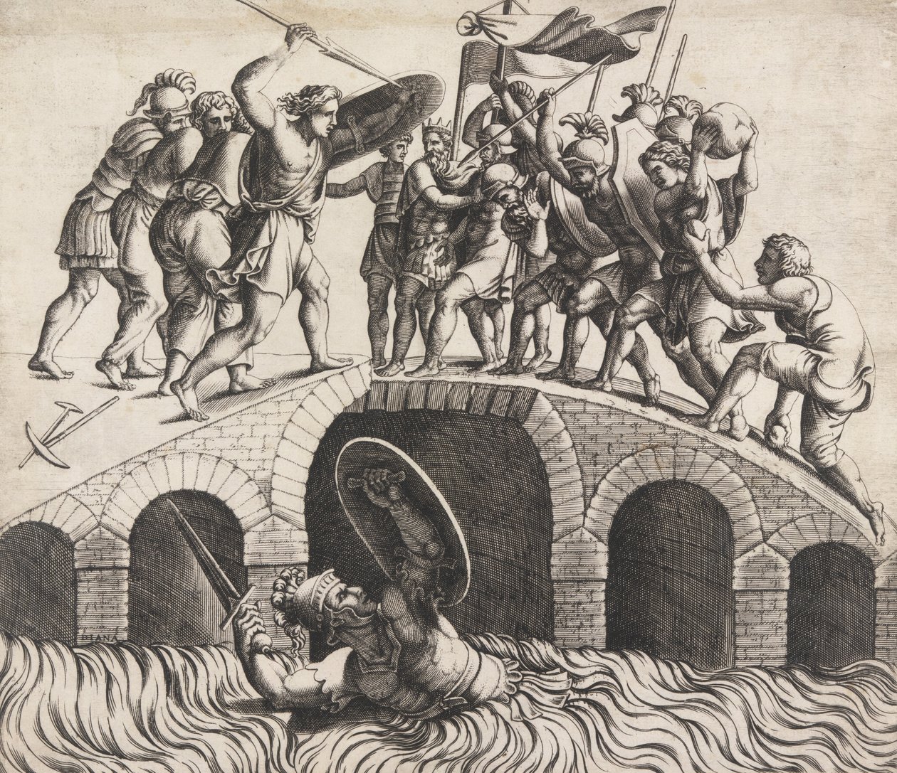 Horatius Cocles Saving Himself by Swimming by Diana Mantuana