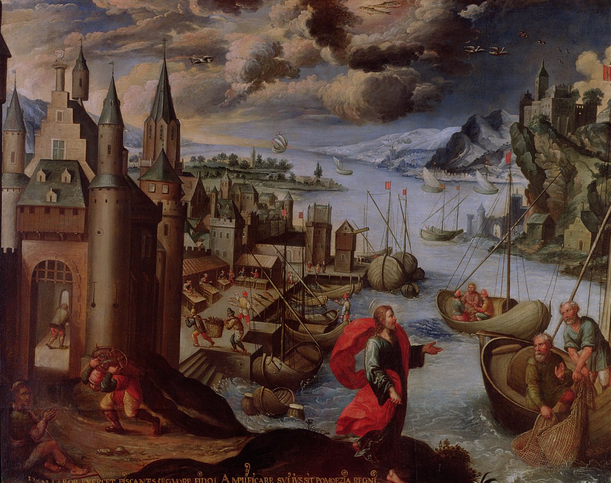 Christ Calling St. Peter and St. Andrew, from a Series of Signs of the Zodiac, 1681 by Diego Quispe Tito